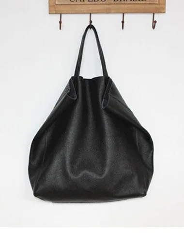 [ On Sale ] Handmade Womens Leather Black Tote Bag Stylish Large Leather Tote For Women
