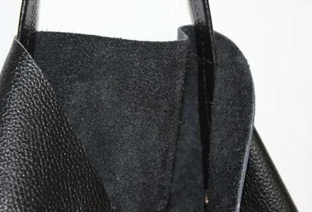 [ On Sale ] Handmade Womens Leather Black Tote Bag Stylish Large Leather Tote For Women