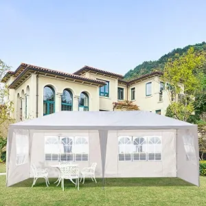 10 X 20 Ft. Outdoor Wedding Party Tent with 4 Walls White Polyester