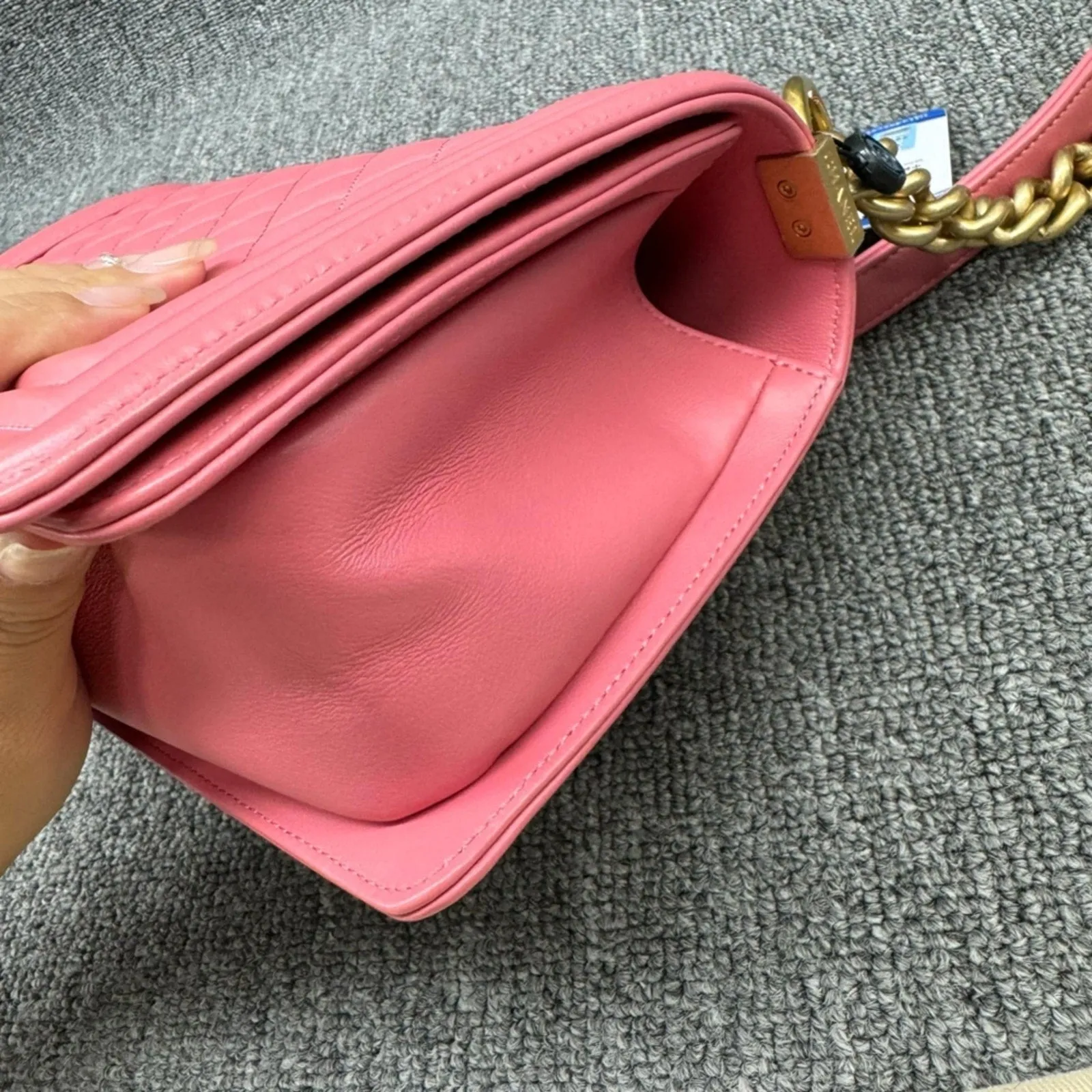 100% Authentic CHANEL Boy Leather Shoulder Bag