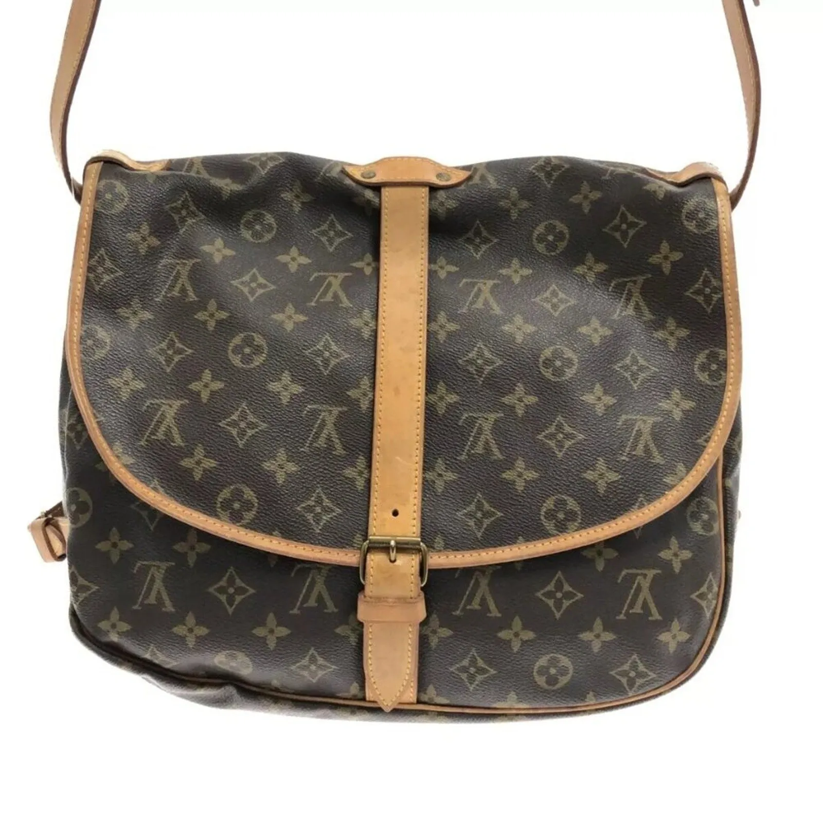 100% Authentic LOUIS VUITTON Saumur 35  Brown Monogram Shoulder Bag