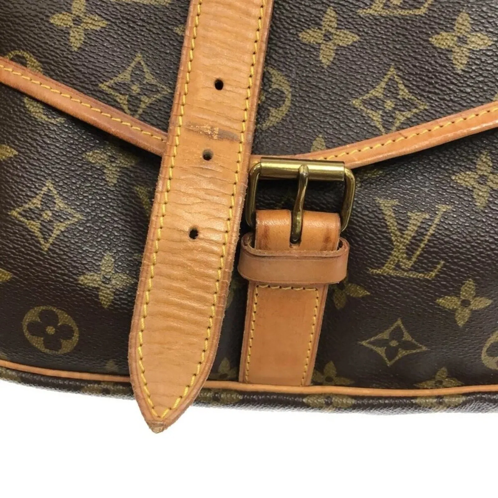 100% Authentic LOUIS VUITTON Saumur 35  Brown Monogram Shoulder Bag