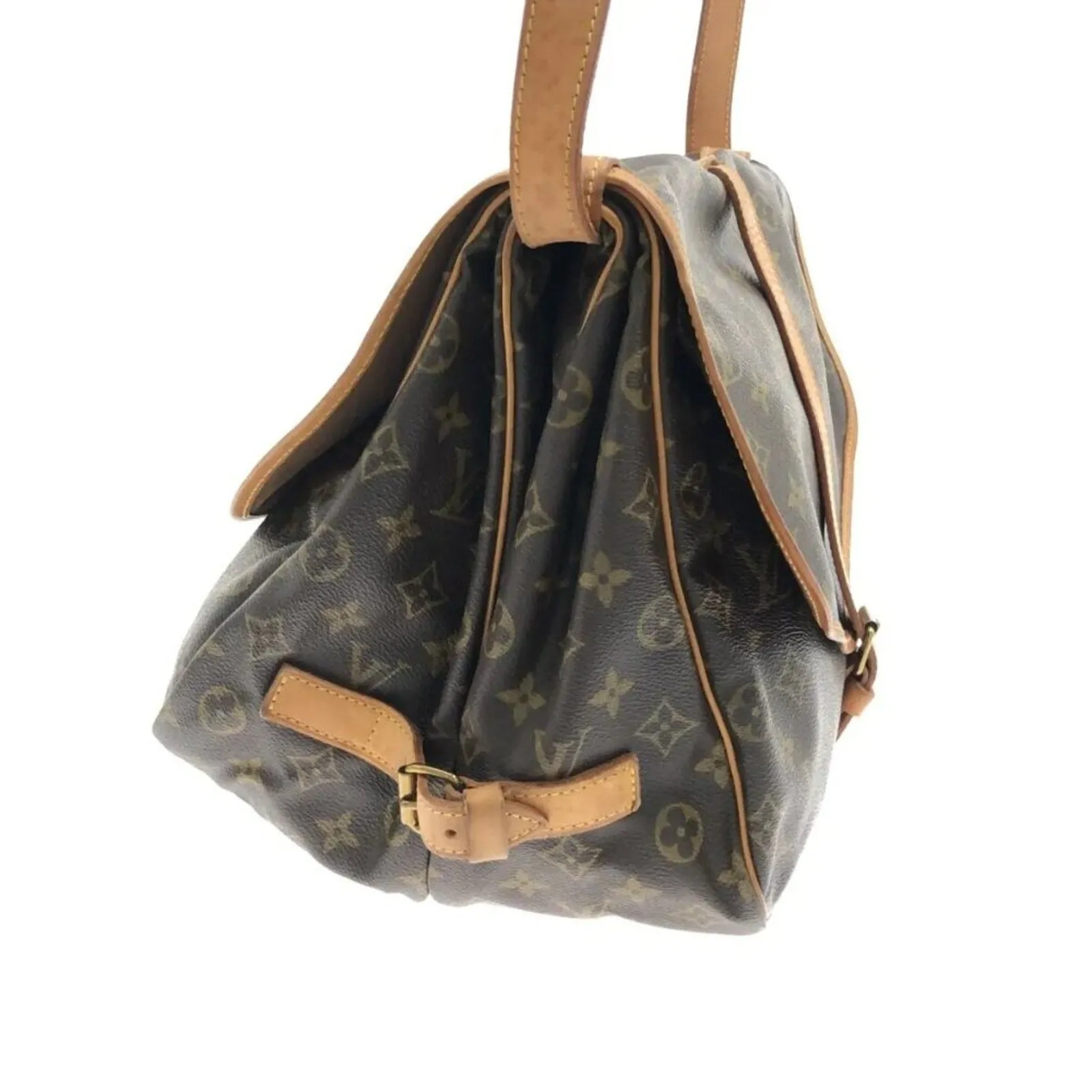 100% Authentic LOUIS VUITTON Saumur 35  Brown Monogram Shoulder Bag