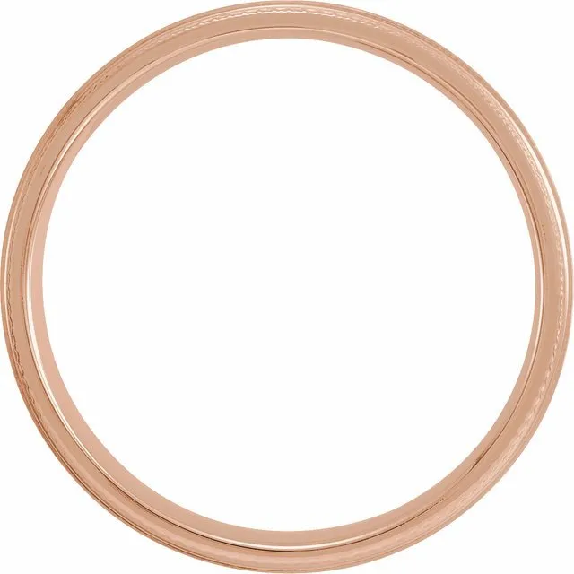 14K Rose 6 mm Flat Knurled Edge Band with Satin Finish