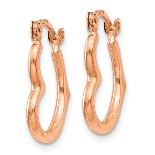 14k Rose Gold 16mm Heart Hinged Hoop Earrings