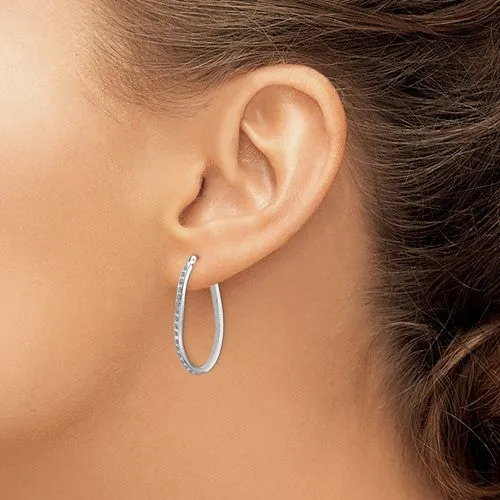 14k White Gold Diamond Fascination Twist Hinged Hoop Earrings