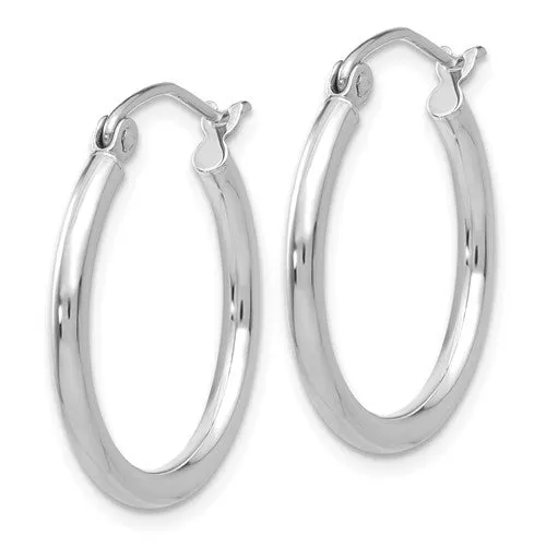 14K White Gold Lightweight 22mm x 2mm Hoop Earrings