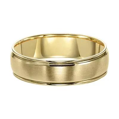 14K Yellow Gold Brush Finish and Round Edges with Low Dome Profile