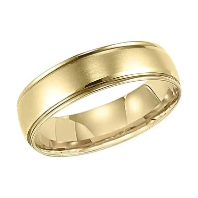 14K Yellow Gold Brush Finish and Round Edges with Low Dome Profile