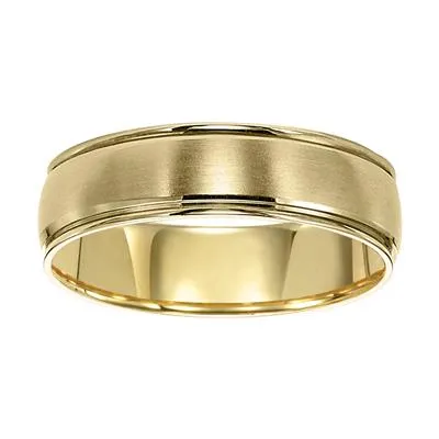 14K Yellow Gold Brush Finish and Round Edges with Low Dome Profile