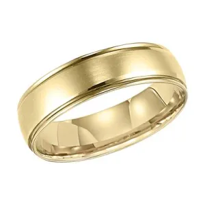 14K Yellow Gold Brush Finish and Round Edges with Low Dome Profile