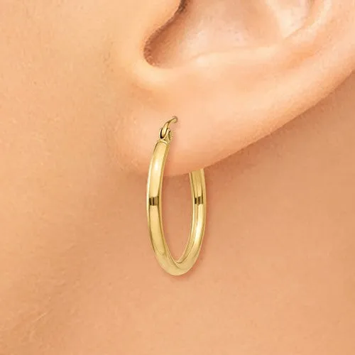 14K Yellow Gold Lightweight 20mm x 2mm Hoop Earrings