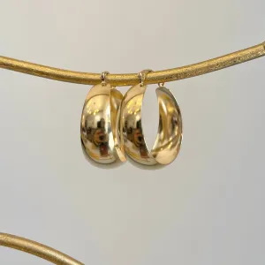 14KT Yellow Gold Chunky Tapered Round Hoop Earrings 27mm