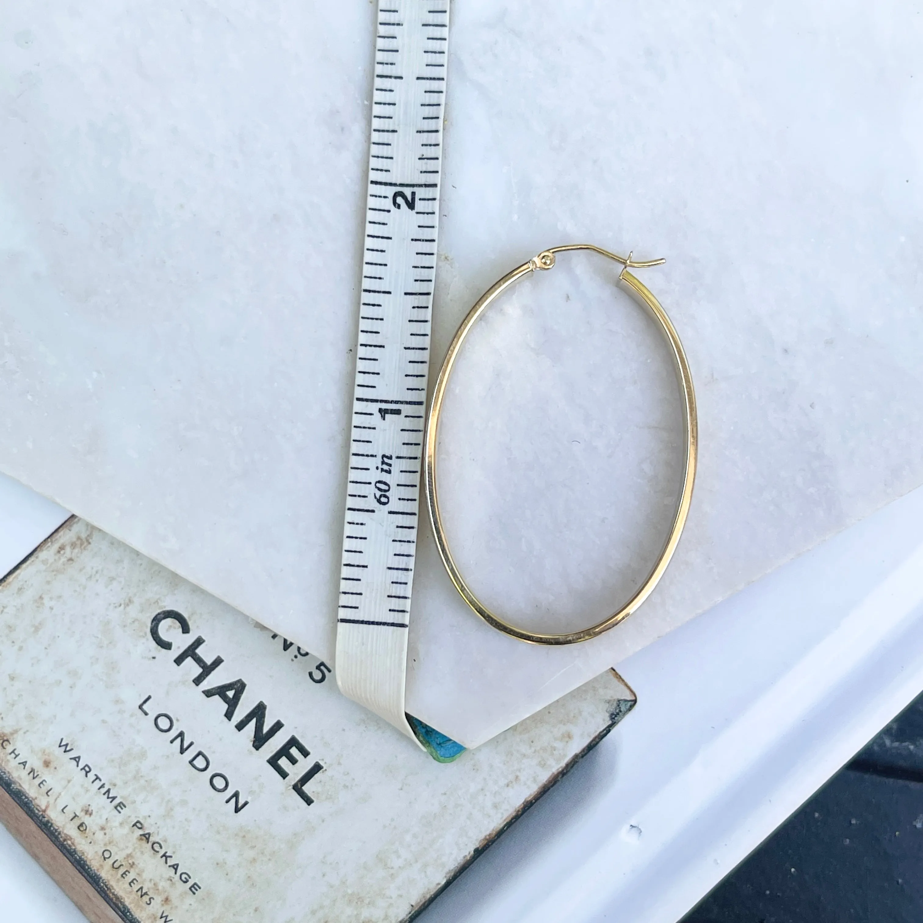 14KT Yellow Gold Polished 4mm Oval Hoop Earrings 48mm