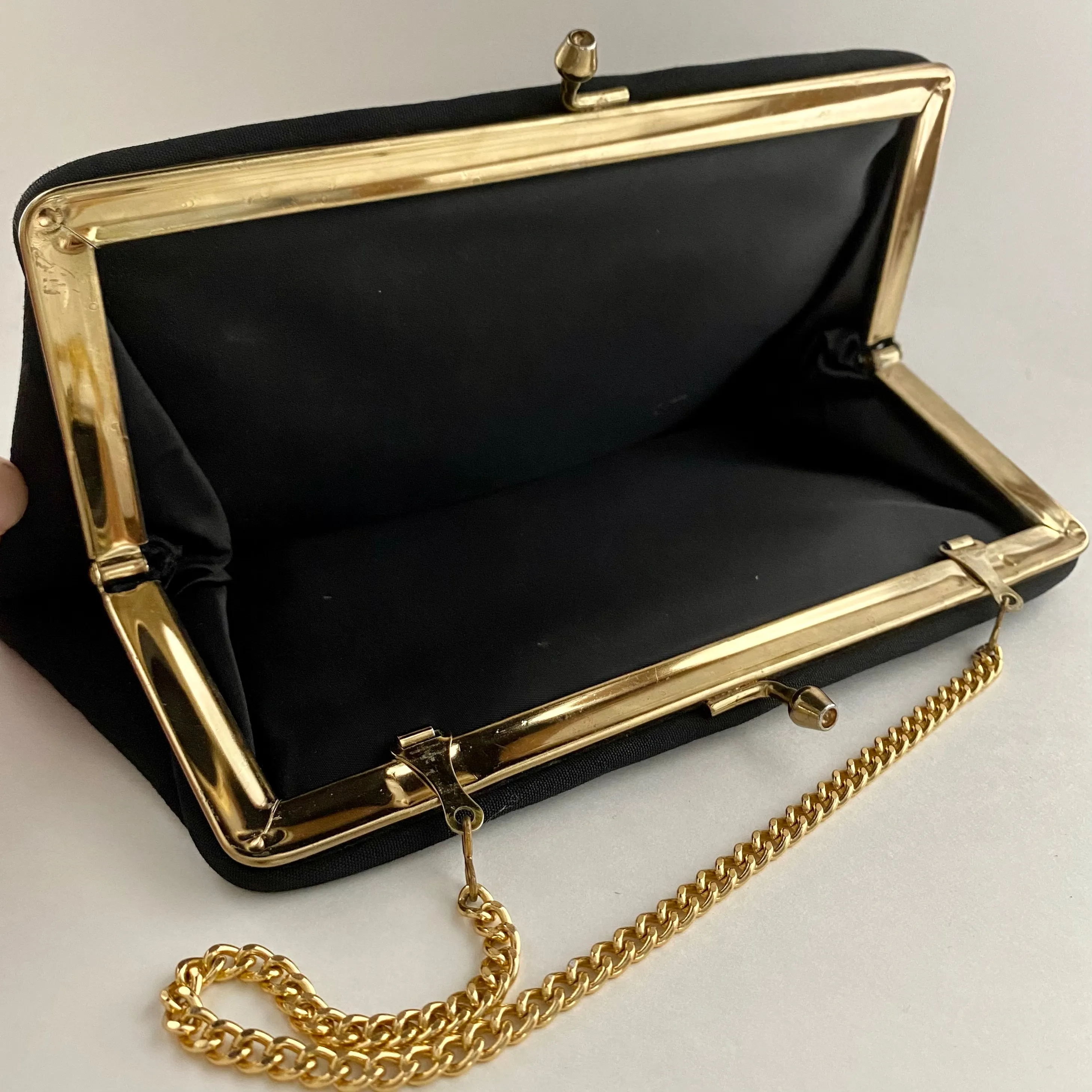 1960s Black Fabric Clutch