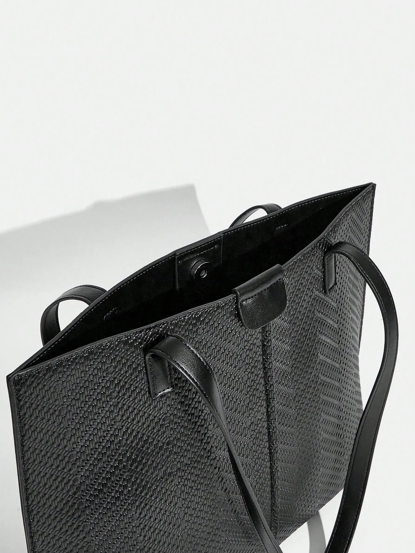 1pc Large Capacity Pu Leather Tote Bag