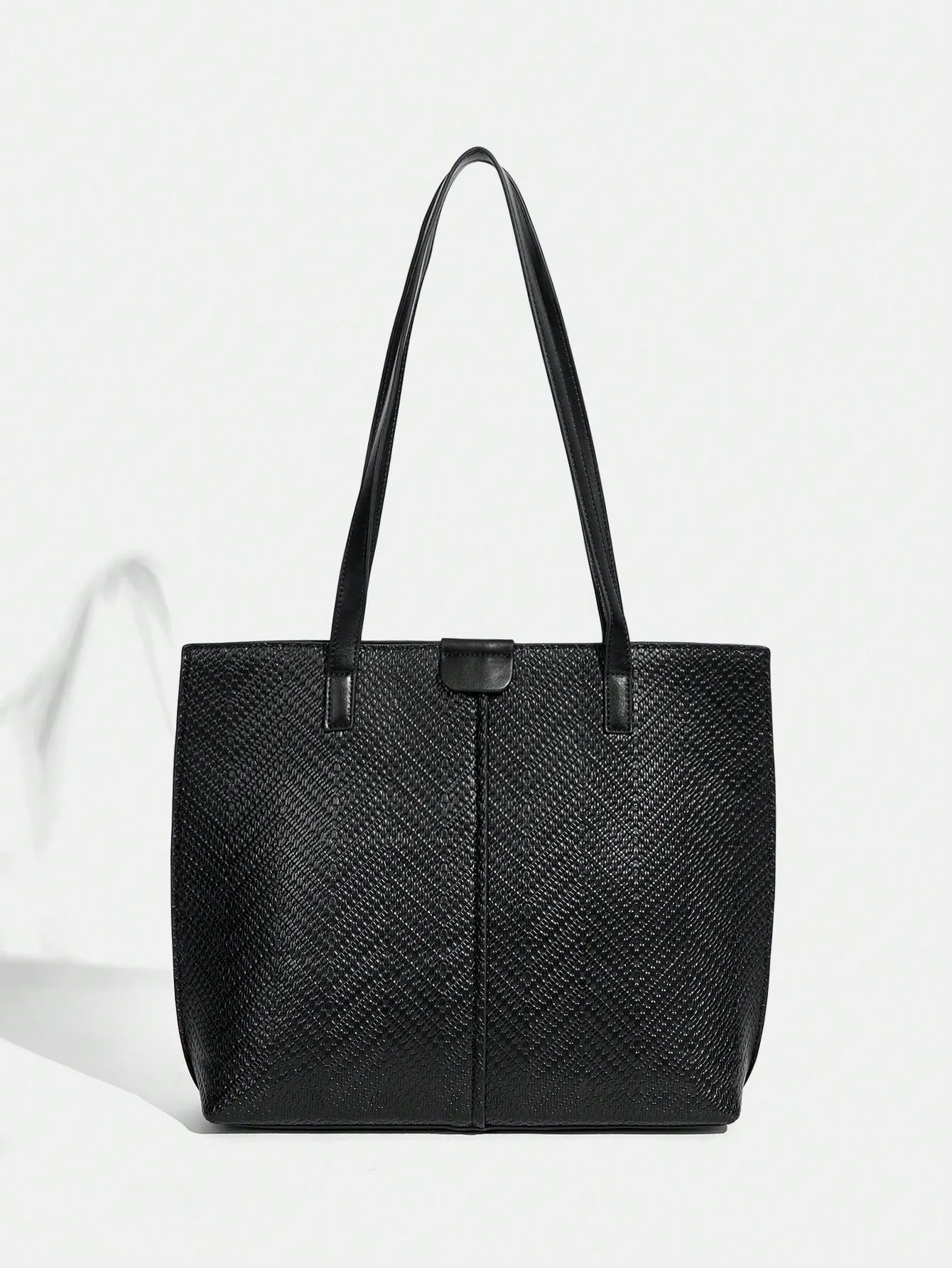 1pc Large Capacity Pu Leather Tote Bag