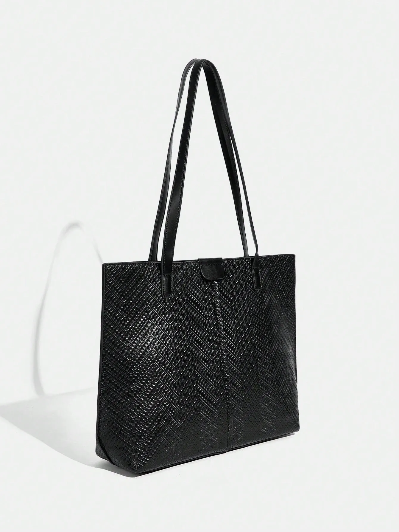 1pc Large Capacity Pu Leather Tote Bag