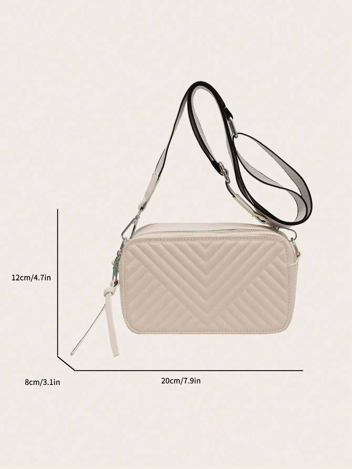 1pc Solid Color With Pu Fabric & Wide Shoulder Strap Shoulder Bag