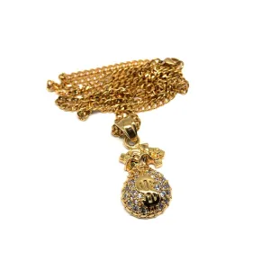 24in 3mm Curb Chain With Money Bag Pendant STL_011