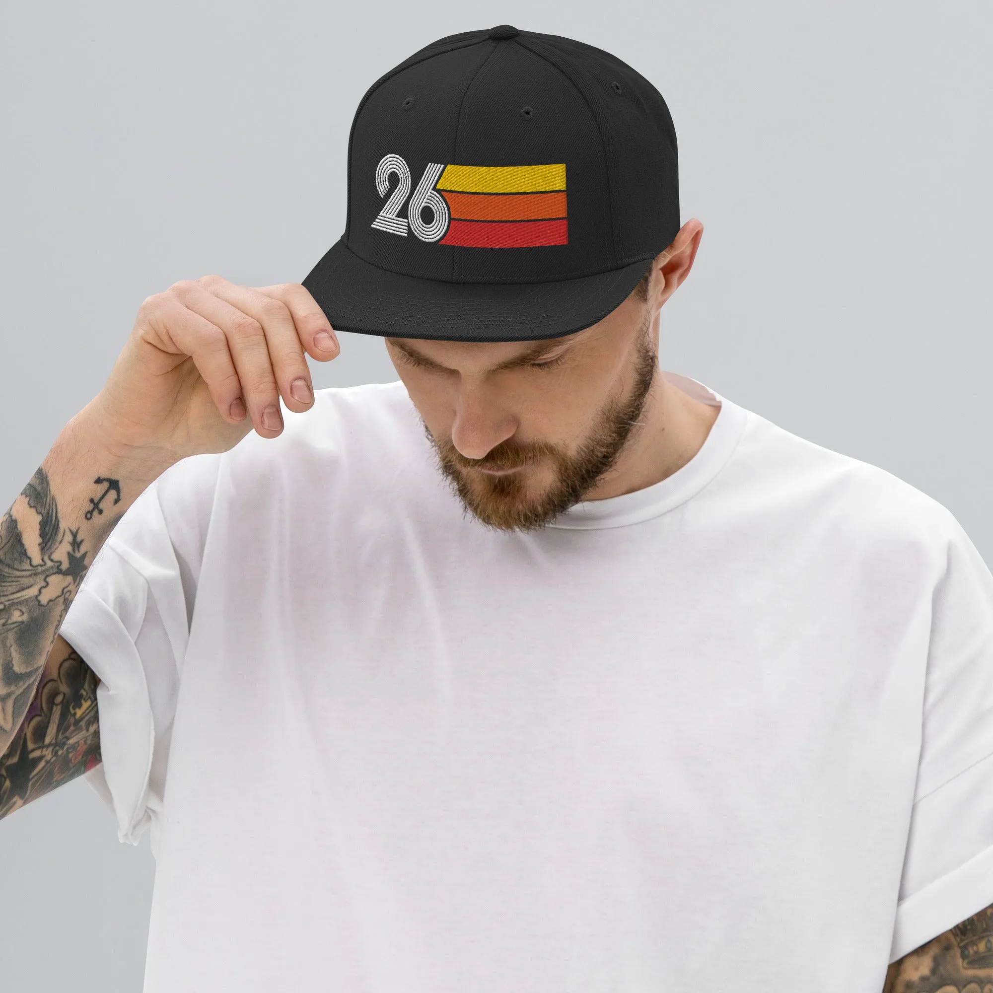 26 - Number Twenty Six 26th Birthday Gift Idea Flat Bill Snapback Hat for Men and Women