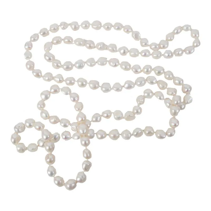 421-01 | PETITE WHITE WILD PEARL ROPE NECKLACE 46"