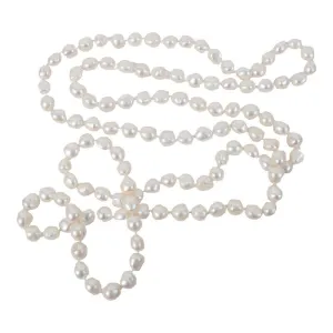 421-01 | PETITE WHITE WILD PEARL ROPE NECKLACE 46"