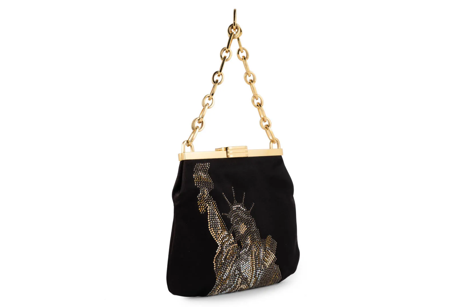 5 AM Bag in Statue of Liberty Crystals and Black Satin