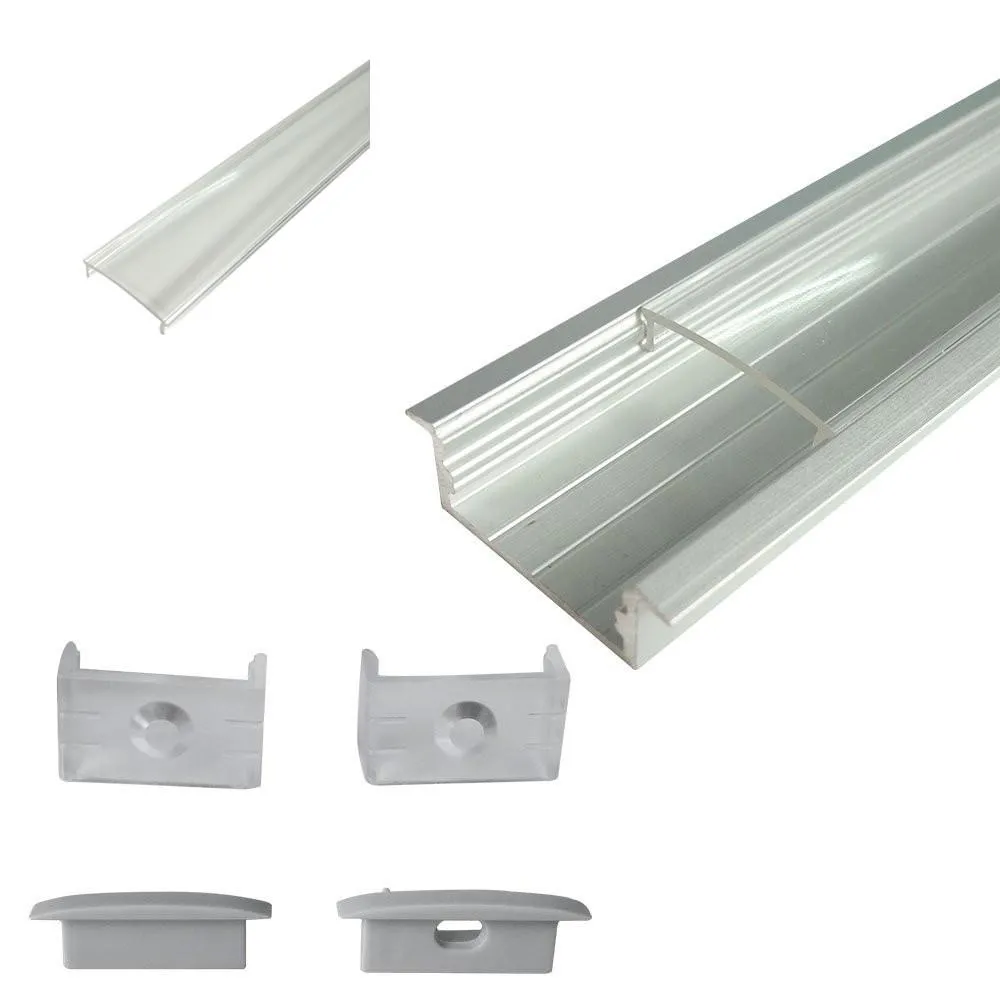 5/10/25/50 Pack Silver U03 10x30mm U-Shape Internal Width 20mm LED Aluminum Channel System with Cover, End Caps and Mounting Clips Aluminum Profile for LED Strip Light Installations