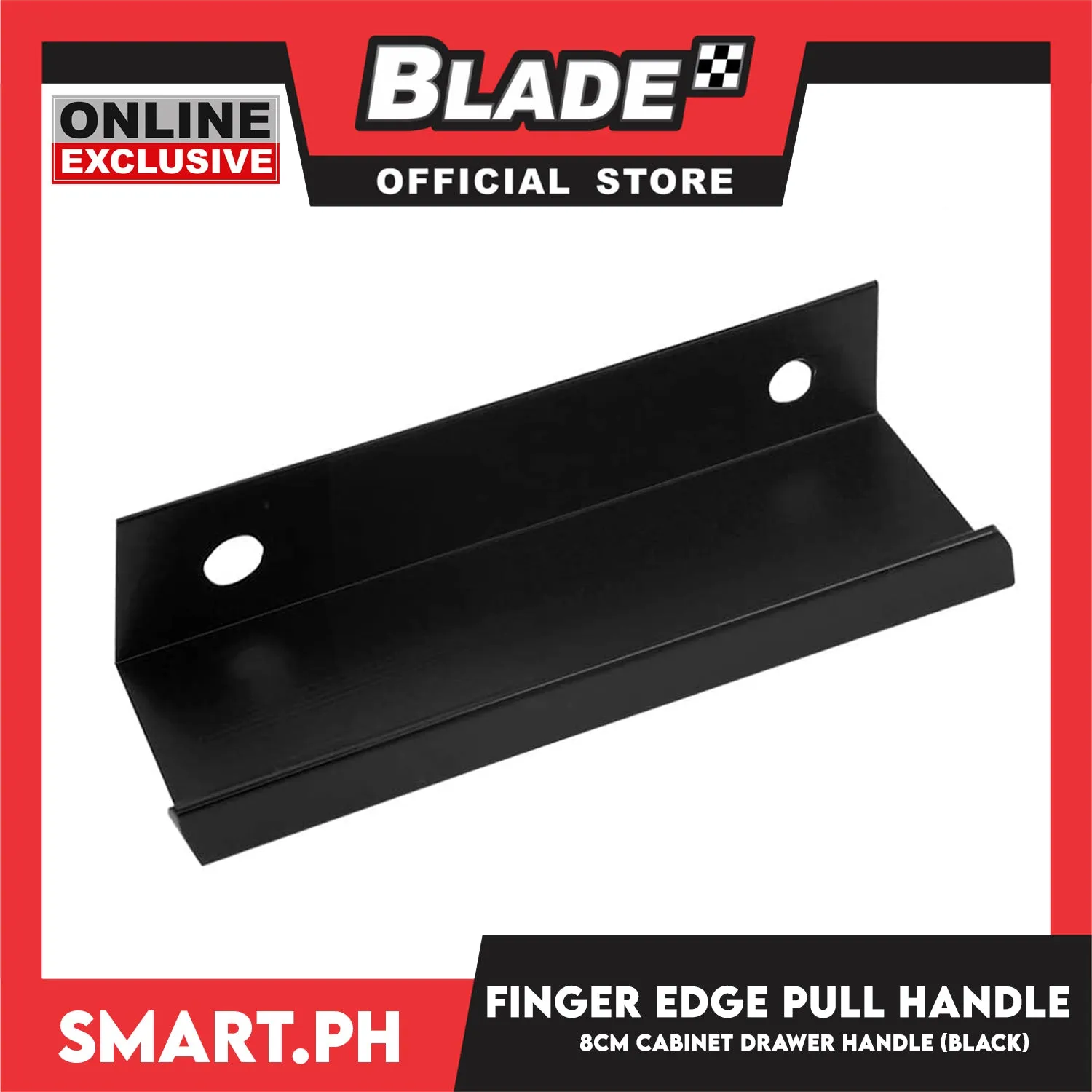 8cm Cabinet Finger Edge Full Hidden Handle Stainless (Black)