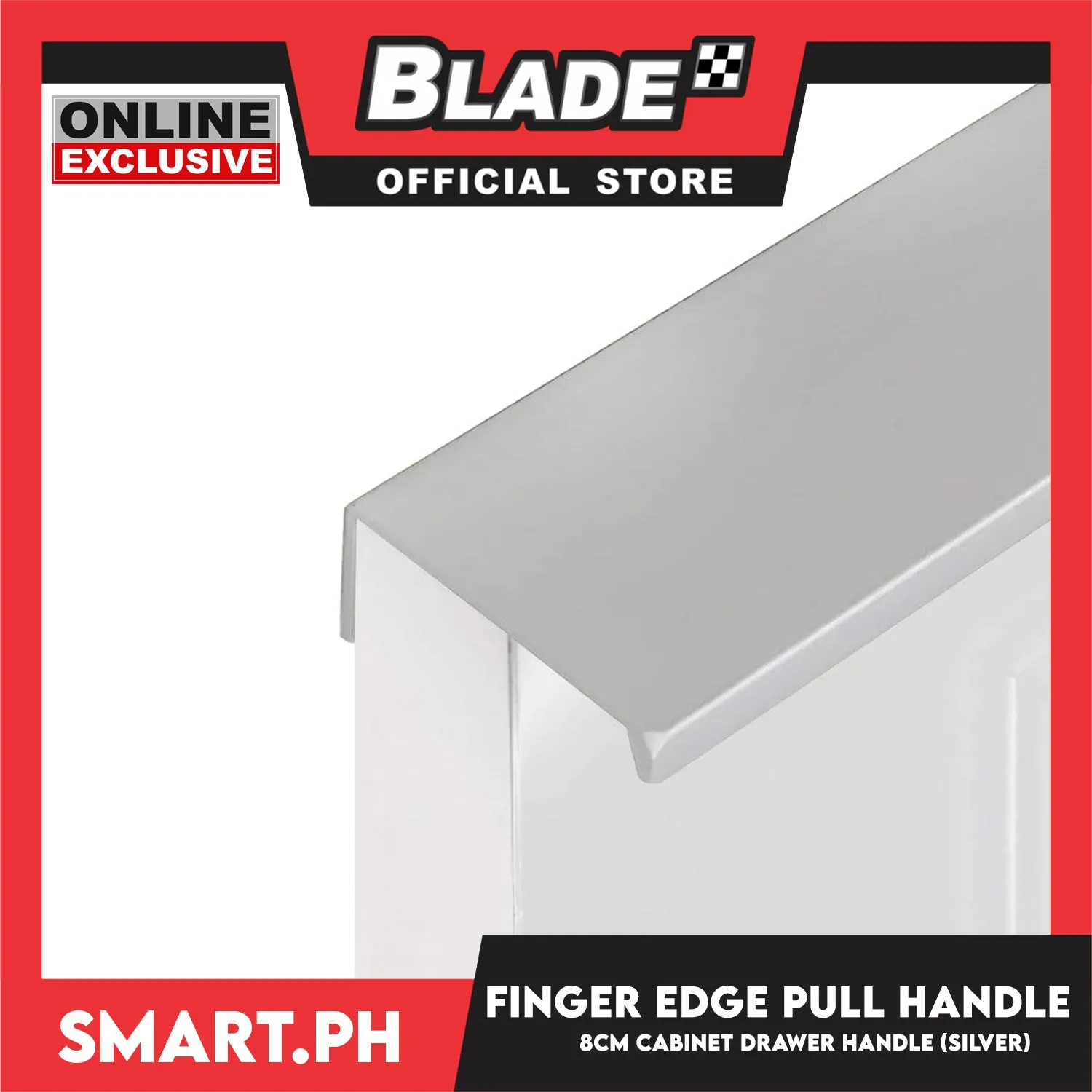 8cm Cabinet Finger Edge Full Hidden Handle Stainless (Silver)