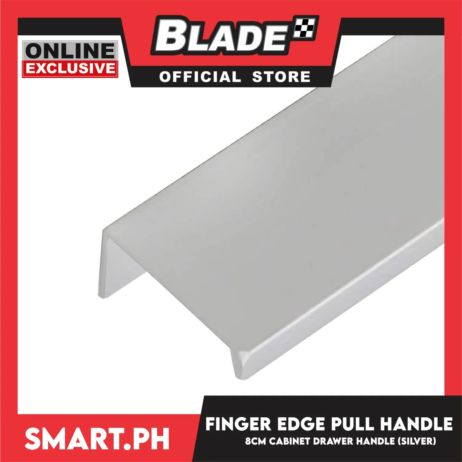 8cm Cabinet Finger Edge Full Hidden Handle Stainless (Silver)