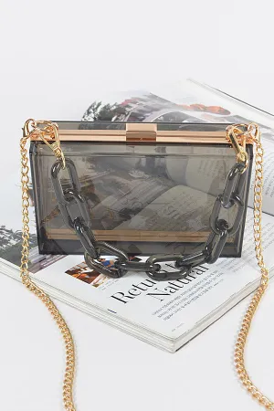 Acrylic Rectangle Clutch- Black