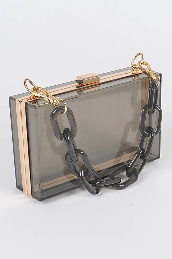 Acrylic Rectangle Clutch- Black