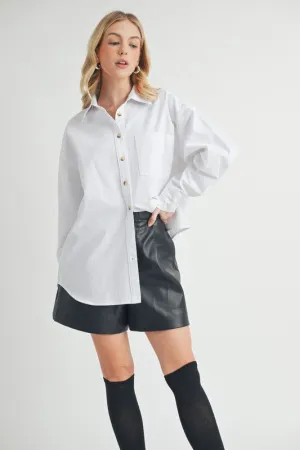 Aemi   Co High-Low Collared Neck Drop Shoulder Shirt