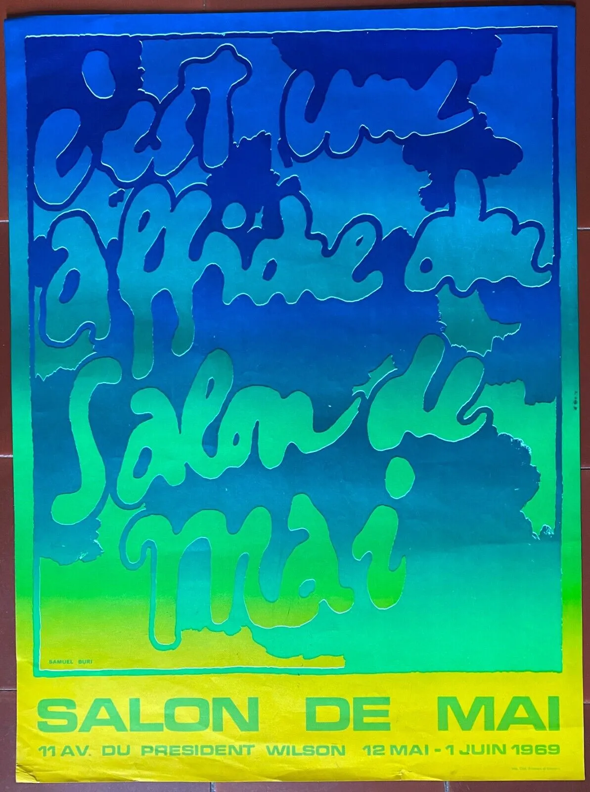 Affiche Exposition SALON DE MAI Samuel Buri 48x65cm 1969
