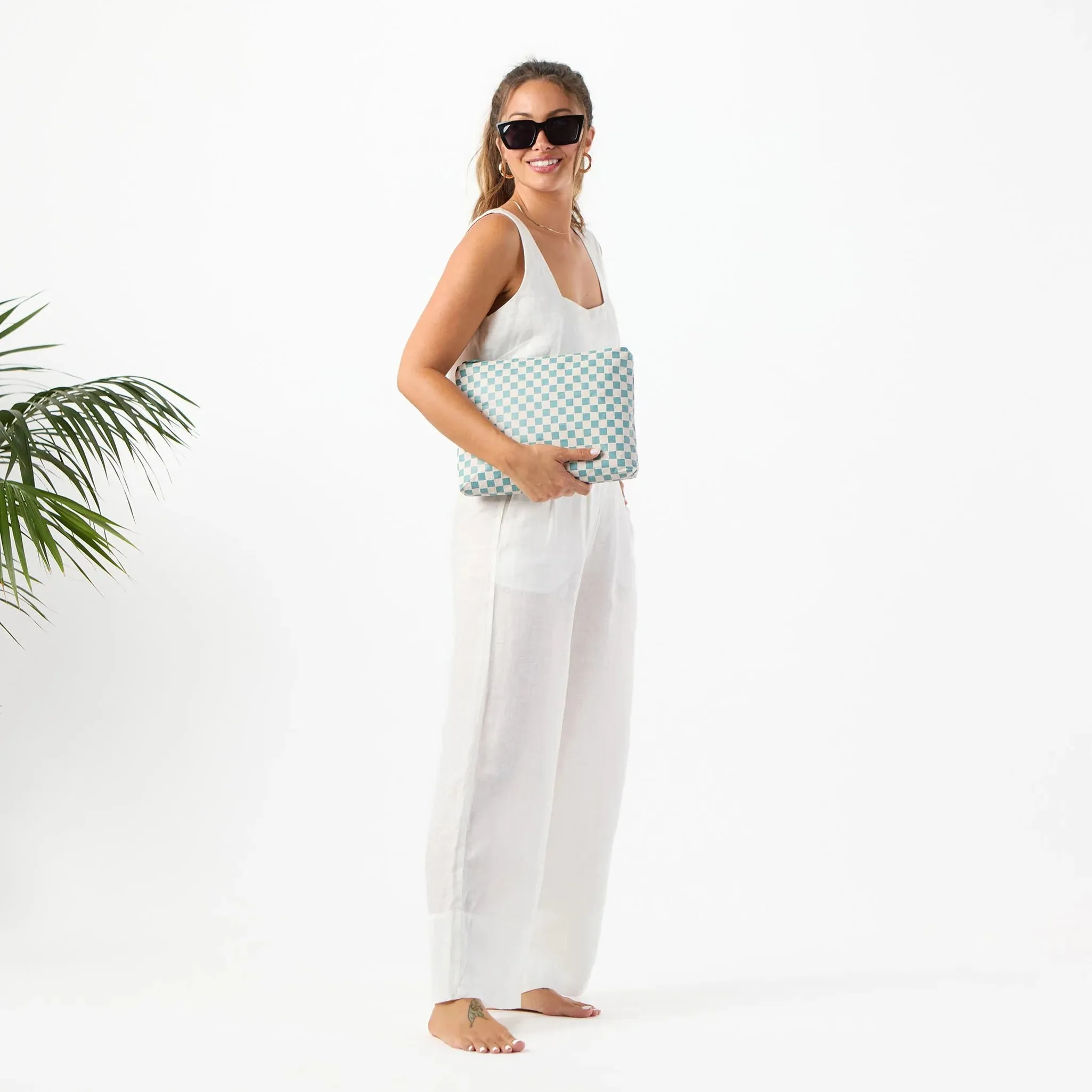 Aloha Mid Pouch Petite Check Tide On Sandstone