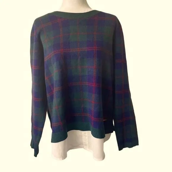 Anne Klein Plaid Pullover Sweater SZ L NWT