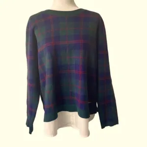 Anne Klein Plaid Pullover Sweater SZ L NWT
