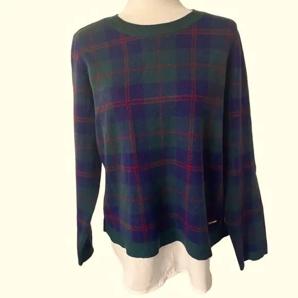 Anne Klein Plaid Pullover Sweater SZ L NWT