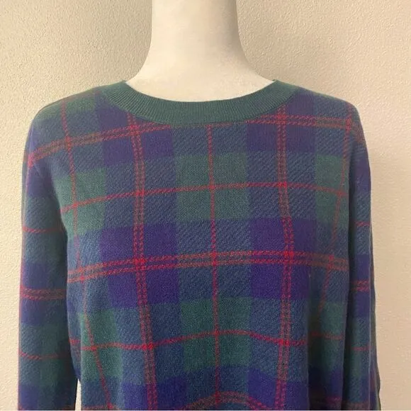 Anne Klein Plaid Pullover Sweater SZ L NWT
