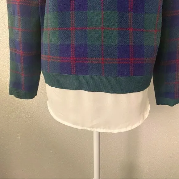 Anne Klein Plaid Pullover Sweater SZ L NWT