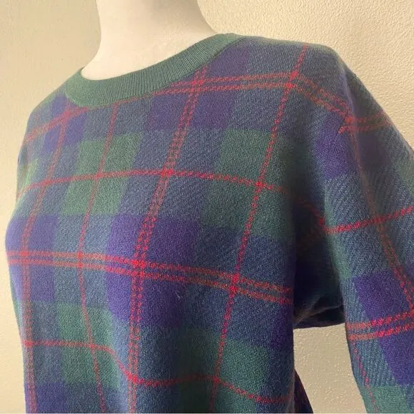 Anne Klein Plaid Pullover Sweater SZ L NWT