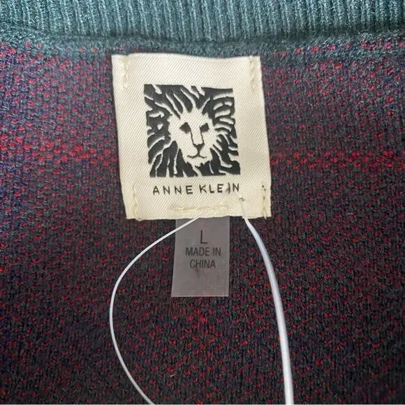 Anne Klein Plaid Pullover Sweater SZ L NWT