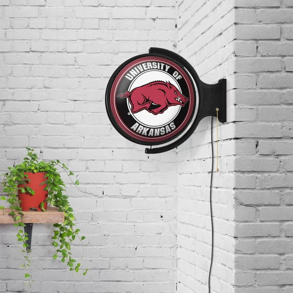 Arkansas Razorbacks: Original Round Rotating Lighted Wall Sign