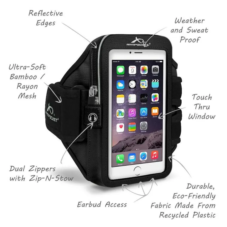 Armpocket Mega i-40 Plus Armband for iPhone 13/12/11 Pro Max/XS Max, 8/7/6 Plus, Galaxy Note 10/S20/S20 