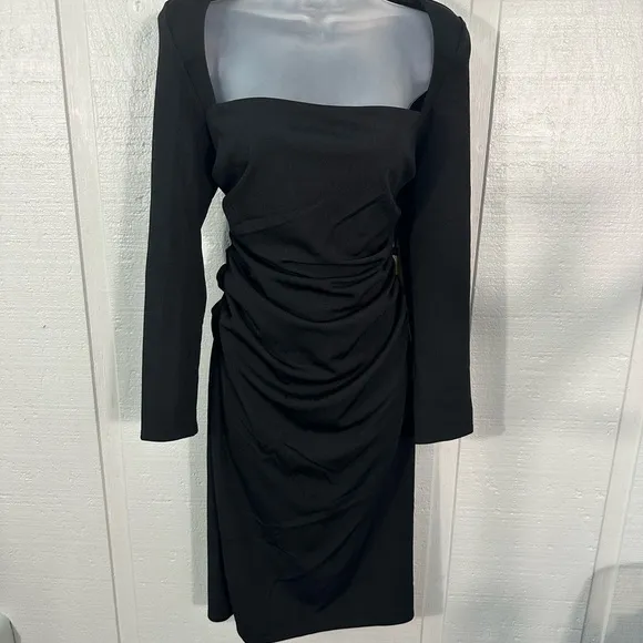 Astr The Label Volume Shoulder Long Sleeve Ruched Bodycon Dress SZ Large…