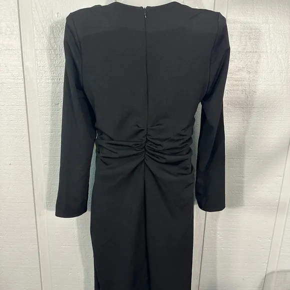 Astr The Label Volume Shoulder Long Sleeve Ruched Bodycon Dress SZ Large…