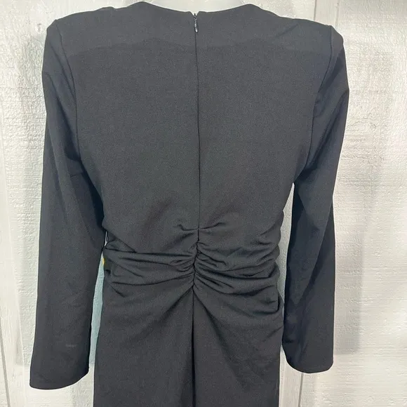 Astr The Label Volume Shoulder Long Sleeve Ruched Bodycon Dress SZ Large…