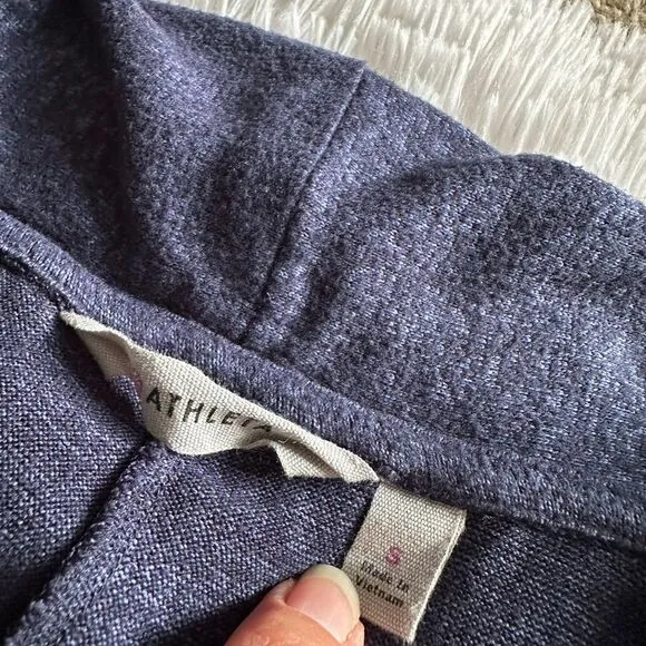 Athleta Open Front Cardigan Thumb Holes Stretchy Womens Size Small Blue